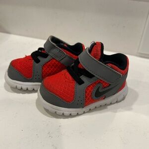 Nike Toddler Sneakers Red Gray Velcro Running Shoes Size 3C